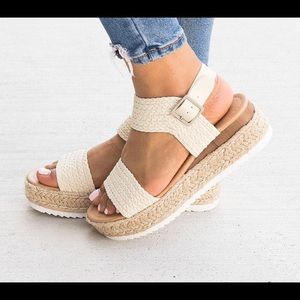 White wedge espadrilles NEVER WORN